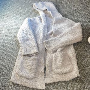 Pink rose fuzzy Hooded Cadrigan